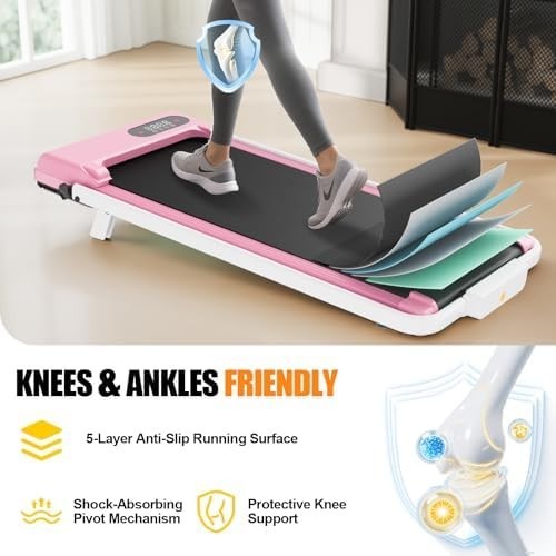 Foldable 7% Incline Walking Treadmill 2.5HP LED Home Gym Pink
