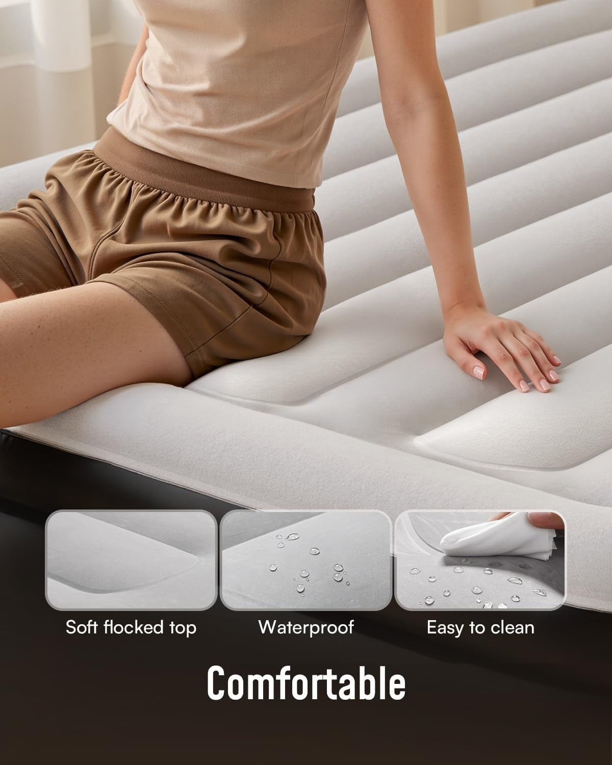 Self-Inflating Double Airbed with Built-In Pump – Portable Camping & Guest Mattr