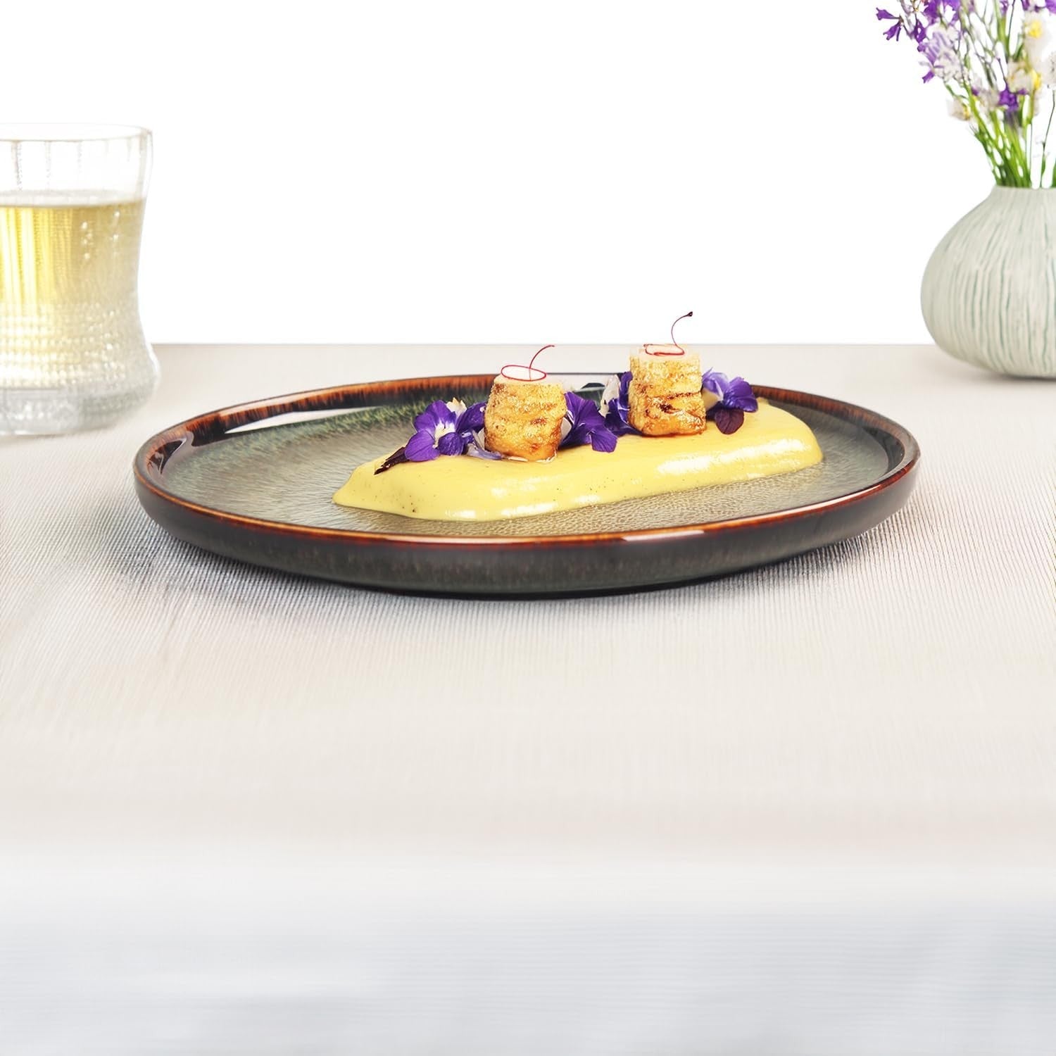 Ceramic Dinner Plates Set of 4 25.5cm Round Scratch Resistant Dishwasher Safe