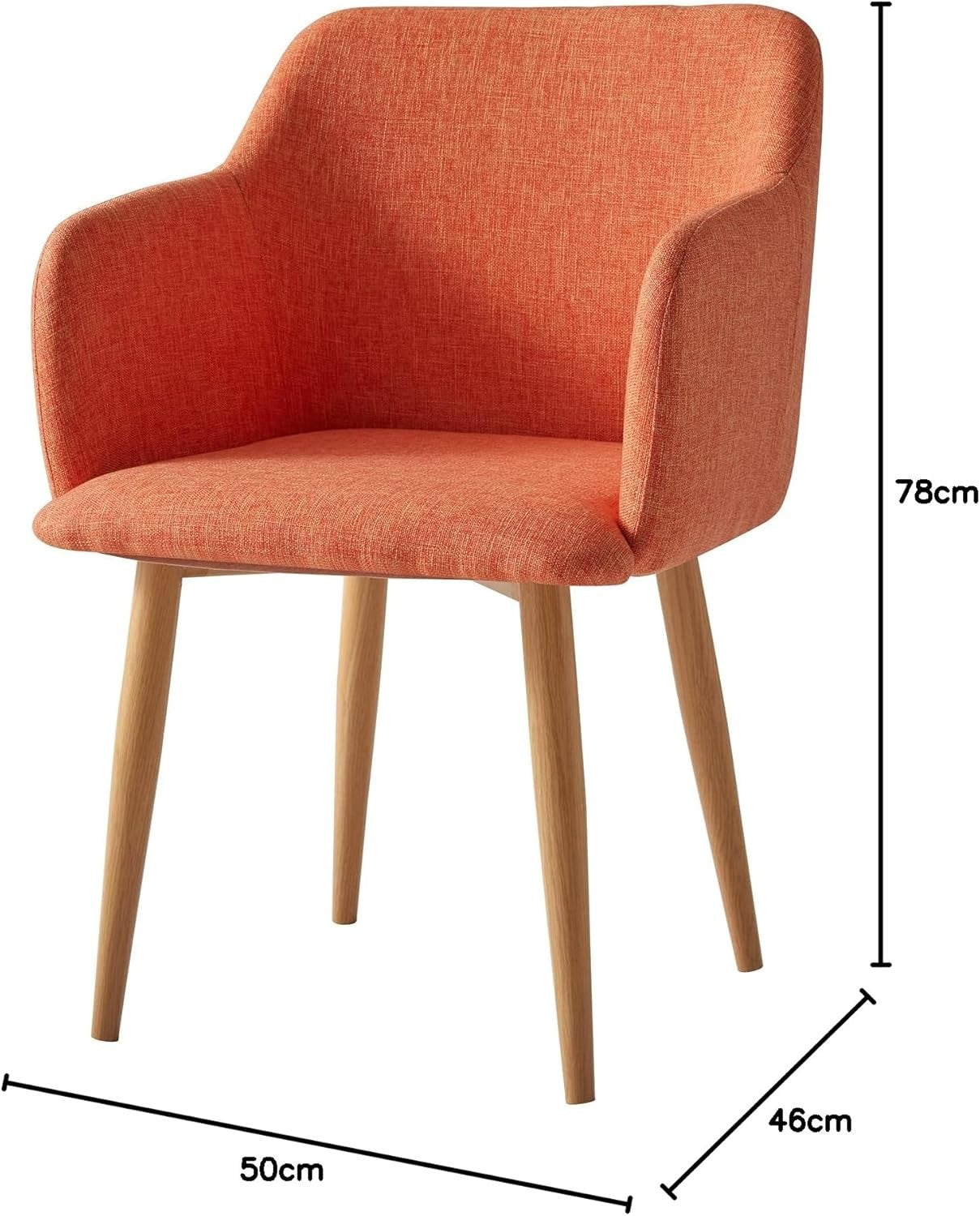 Orange Fabric Accent Chair Modern Tub Armchair Metal Legs