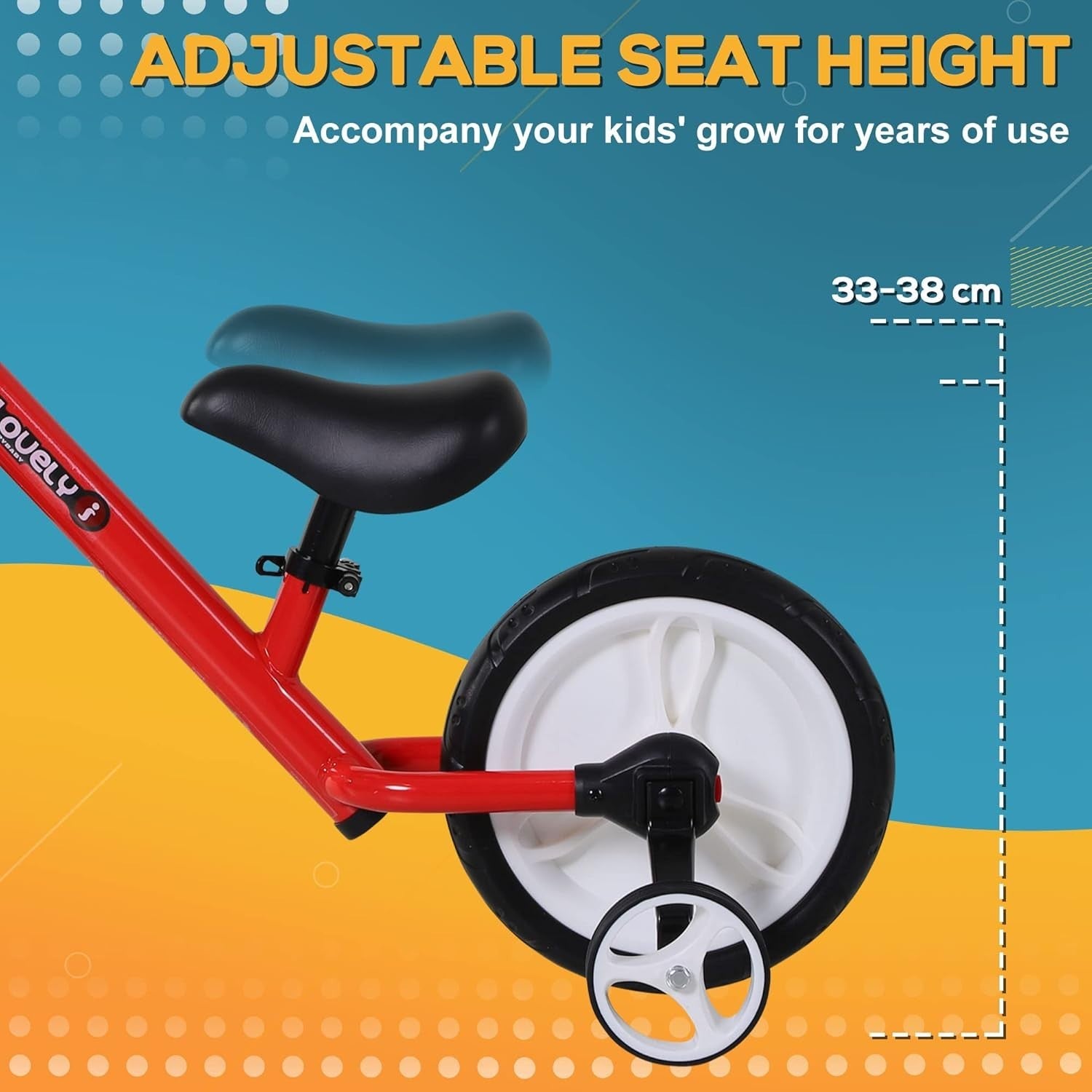 Kids Balance Bike 2 In 1 Training Bicycle Stabilisers Red Age 2-5