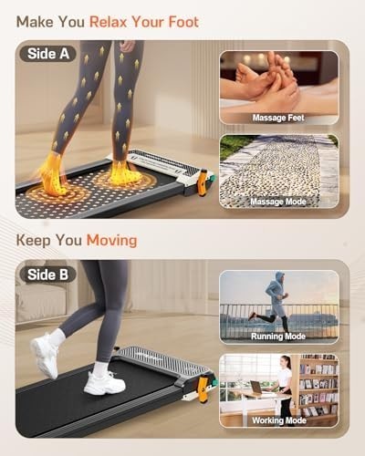 Under Desk Incline Treadmill w/ LED, Remote & Foot Massage Mode
