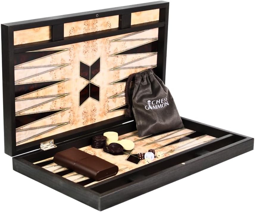 23 Inch Wooden Backgammon Set Luxury Board Game Modern Design for Adults