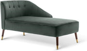 Modern Green Velvet Tufted Right Hand Chaise Lounge Chair Bedroom 160cm