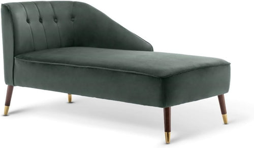 Modern Green Velvet Tufted Right Hand Chaise Lounge Chair Bedroom 160cm