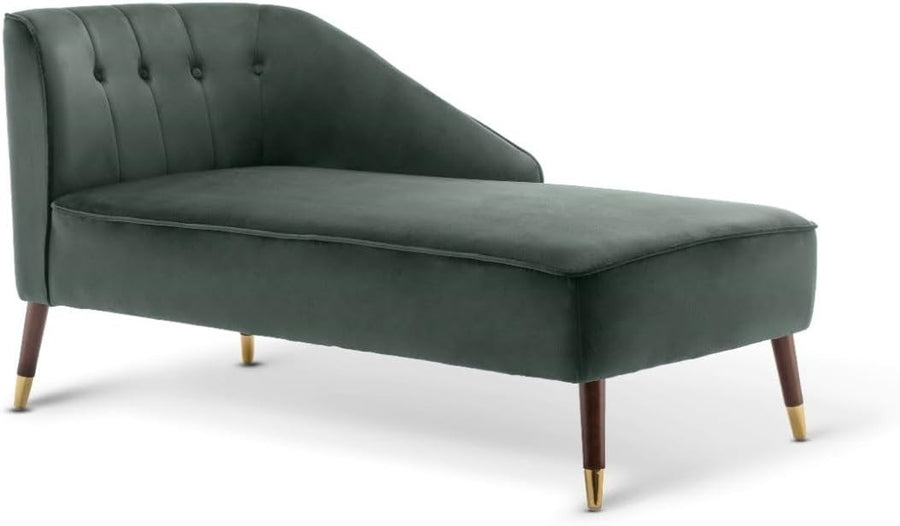 Modern Green Velvet Tufted Right Hand Chaise Lounge Chair Bedroom 160cm