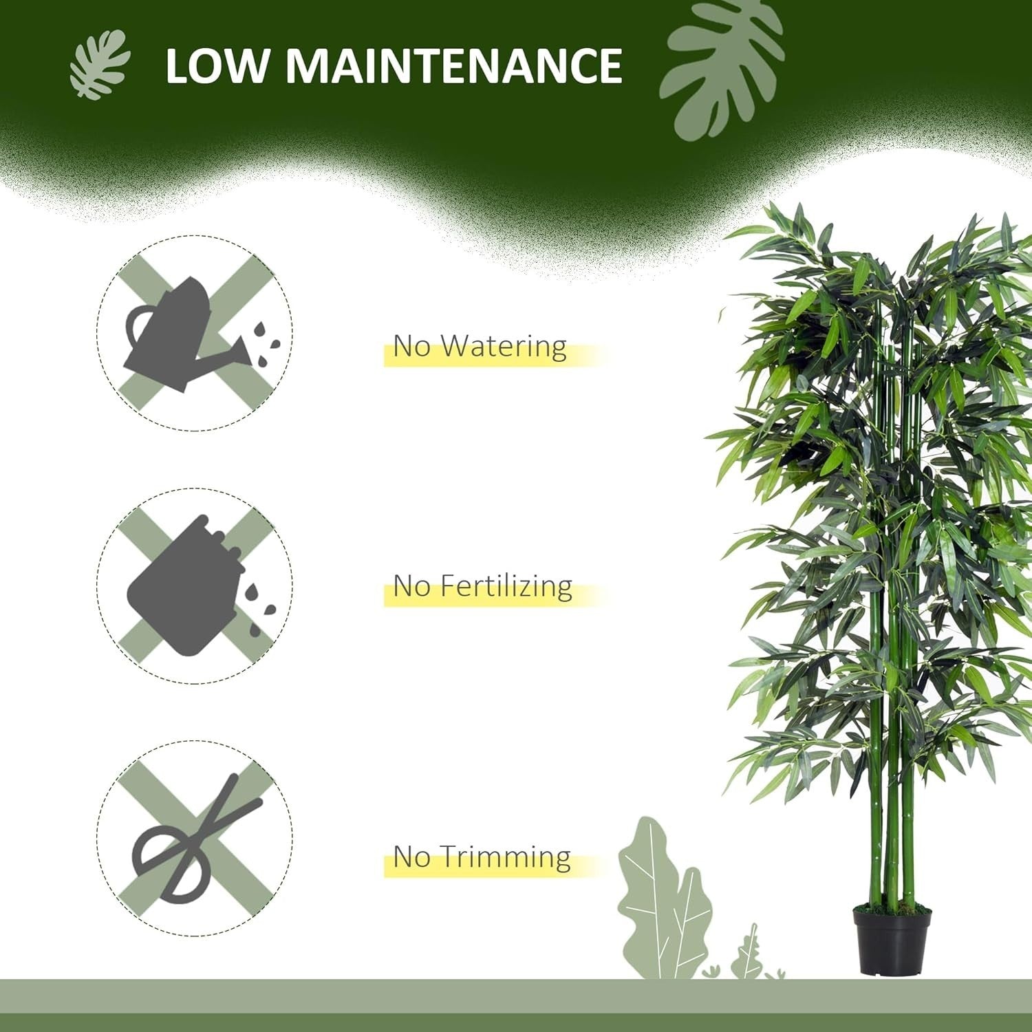 Artificial Bamboo Tree 180cm 6FT Faux Green Plant Black Potted Home Garden Decor