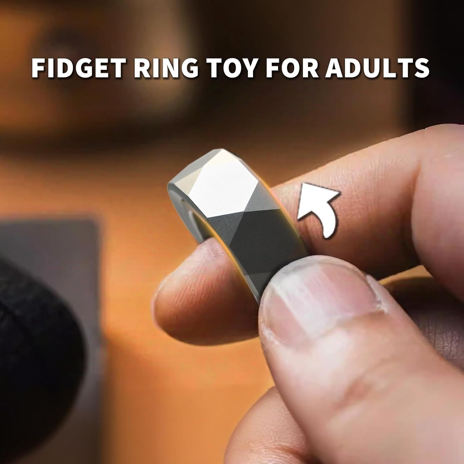Stainless Steel Fidget Ring Anxiety Relief EDC Spinner Focus Toy