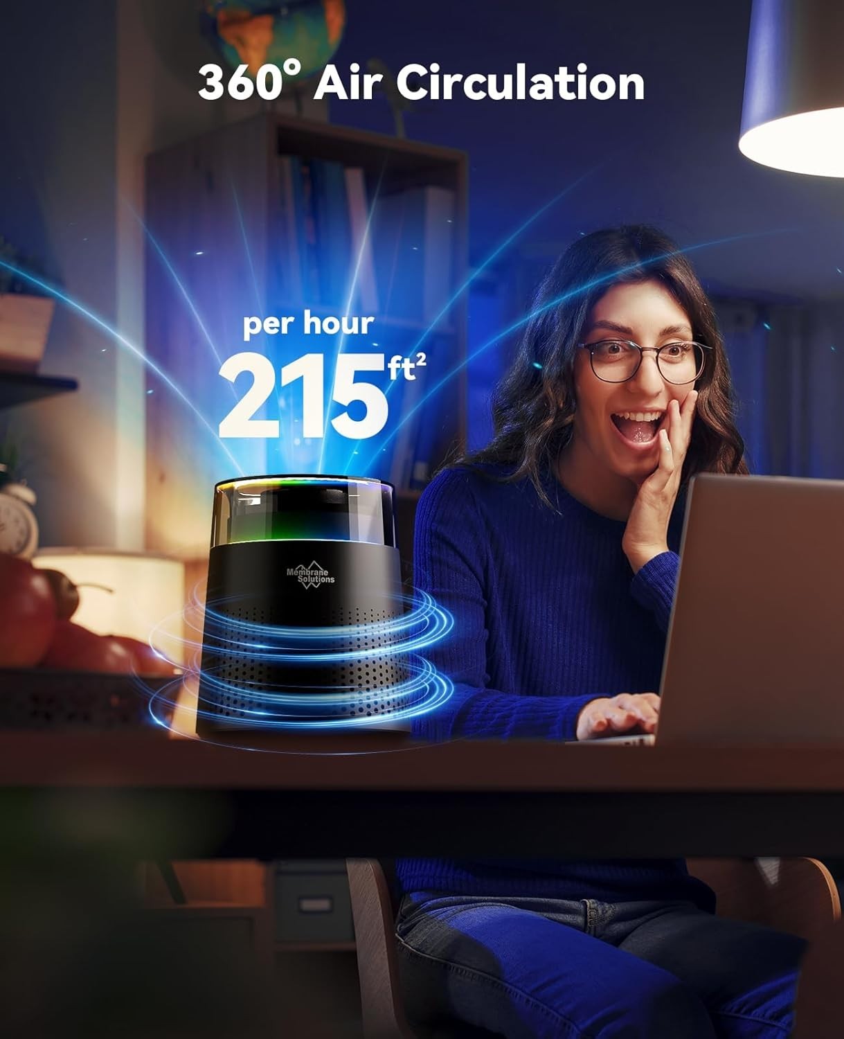 Mini H13 HEPA Air Purifier Desktop Bedroom 20dB Quiet Night Light