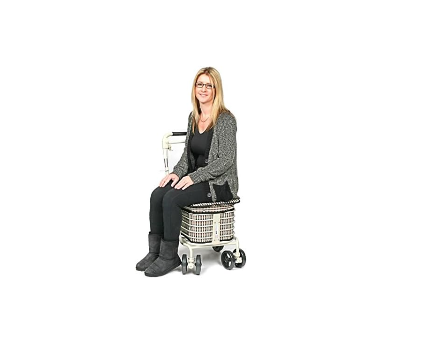 3 In 1 Shopping Trolley With Seat 4 Wheel Rollator Cart Navy