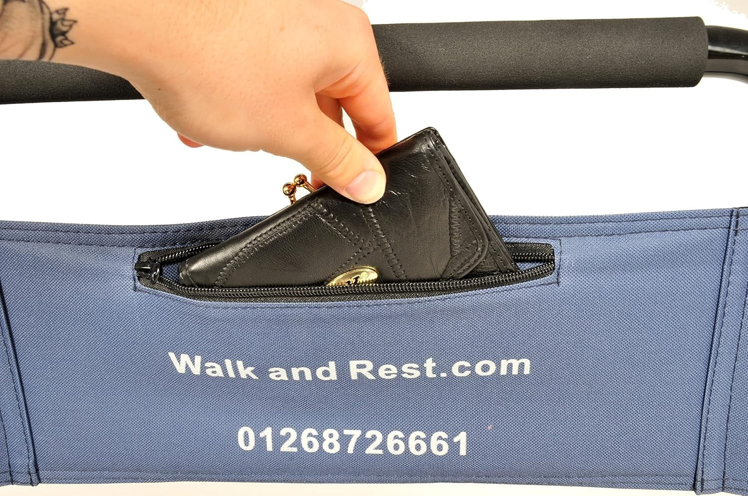 Blue 4-Wheel Walk & Rest Shopping Trolley – Padded Seat & Backrest