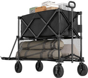 350L Double Decker Foldable Festival Trolley Cart with Wheels & Handle