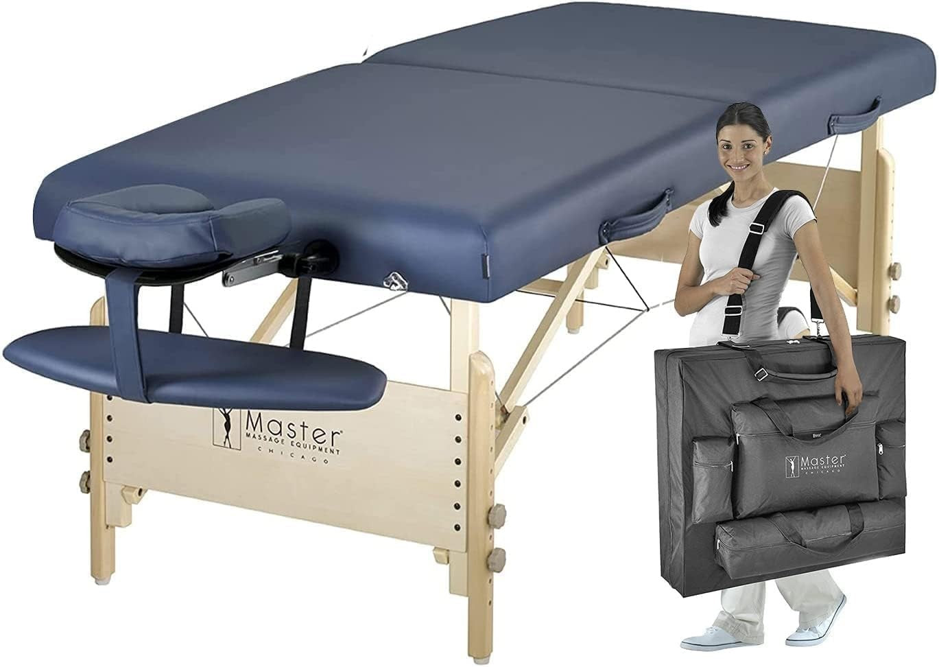 70cm Extra Wide Portable Massage Table Folding Spa Bed Memory Foam Blue