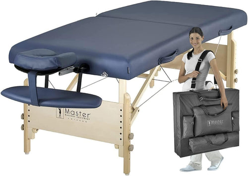 70cm Extra Wide Portable Massage Table Folding Spa Bed Memory Foam Blue