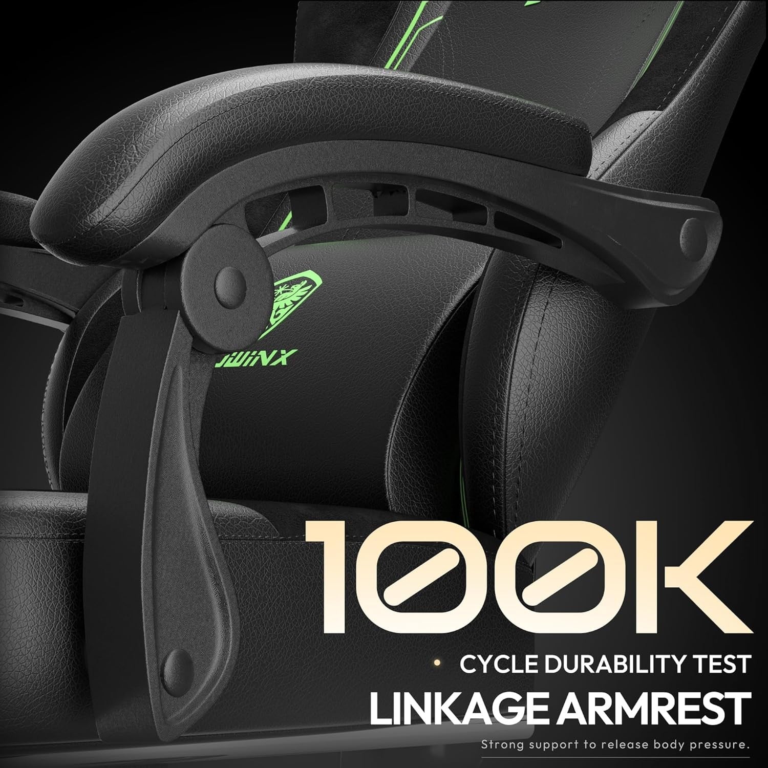 200kg Heavy Duty Gaming Chair Black Green w/ Footrest Massage