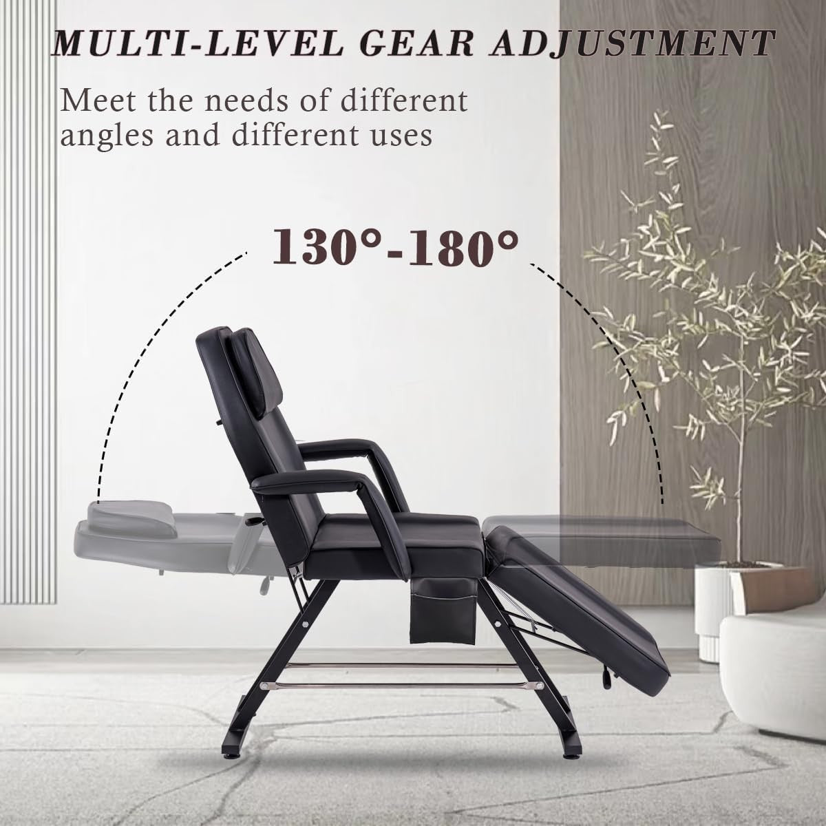 3-Section Adjustable Beauty Massage Bed w/ Stool Sheets Lash Tattoo Spa Table