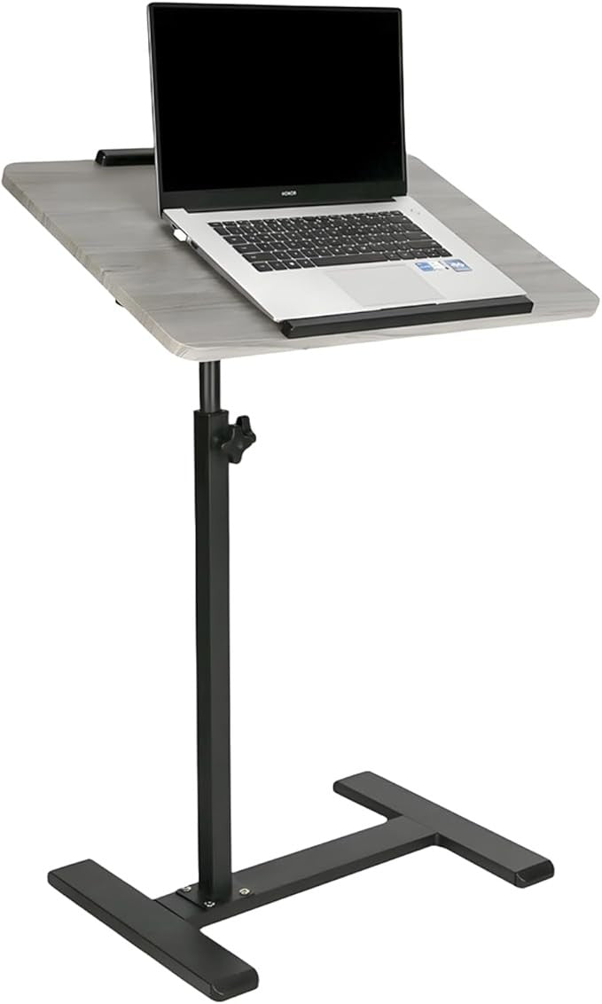 Adjustable C Shaped Side Table Tilting Laptop Stand Sofa Bed Grey