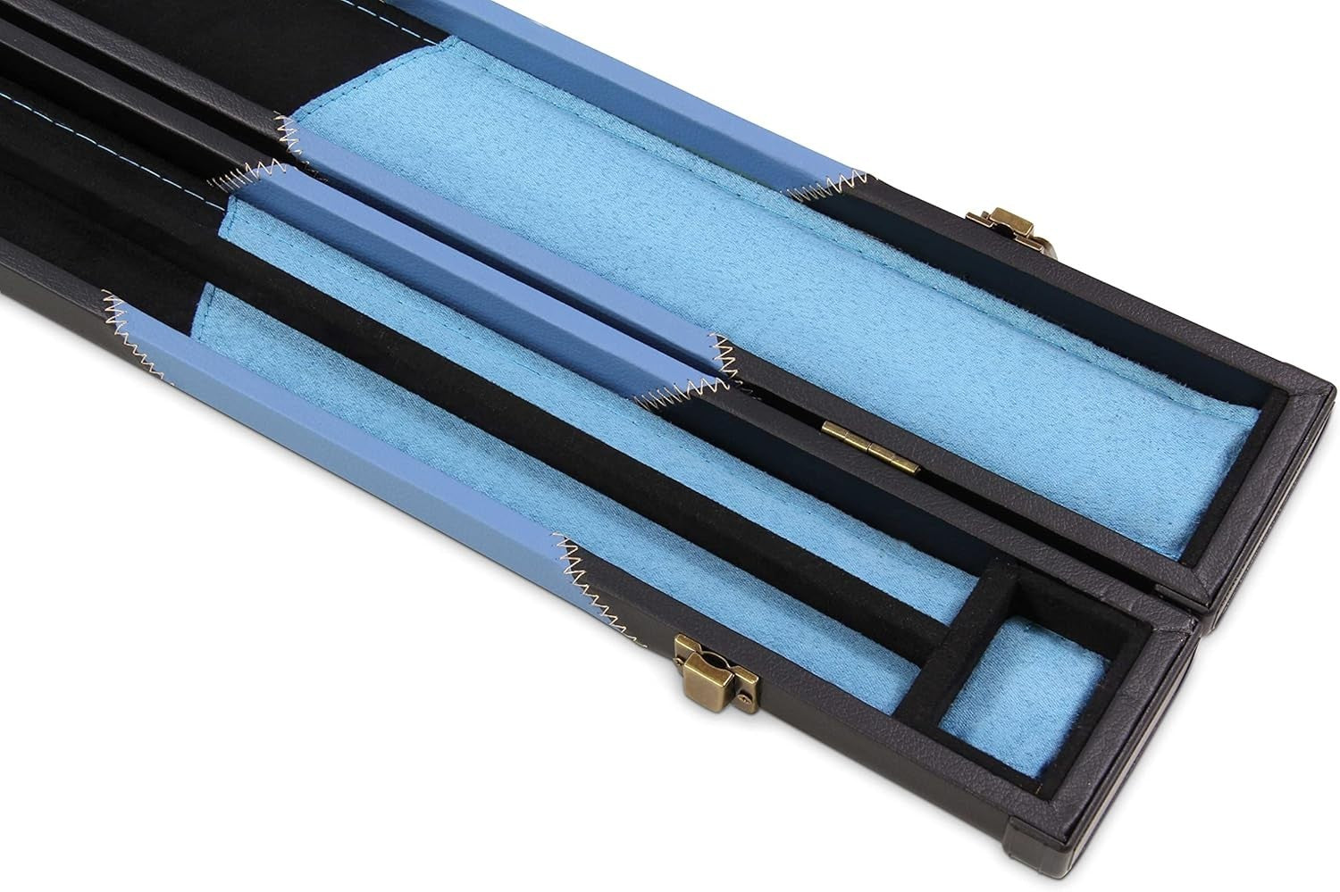 Deluxe 2 Piece Snooker Pool Cue Case Centre Joint Hard Shell Blue