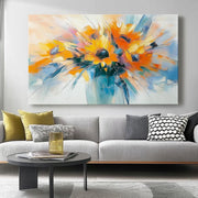 Sunflower Canvas Wall Art 30x20cm Modern Floral Print Orange Blue