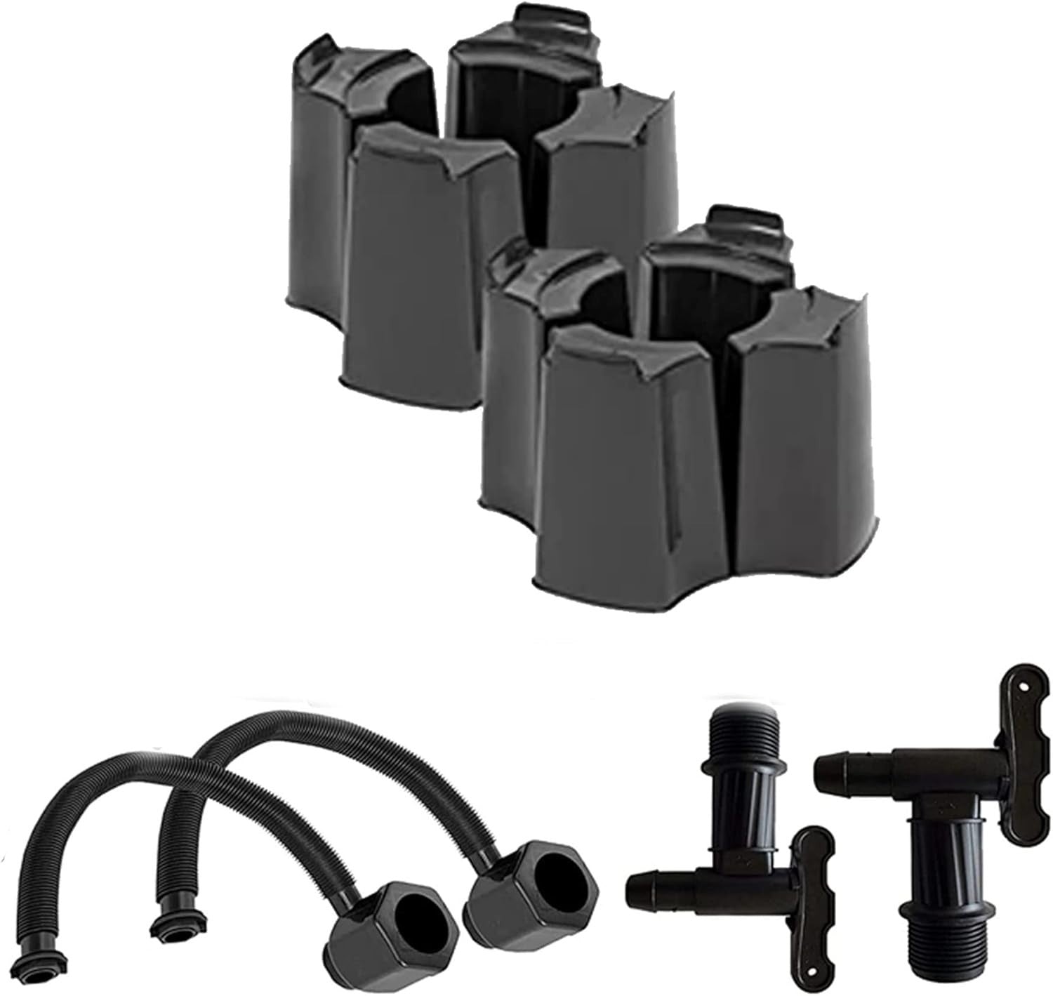 2 x 100L Slimline Garden Water Butts with Stands, Taps & Diverters