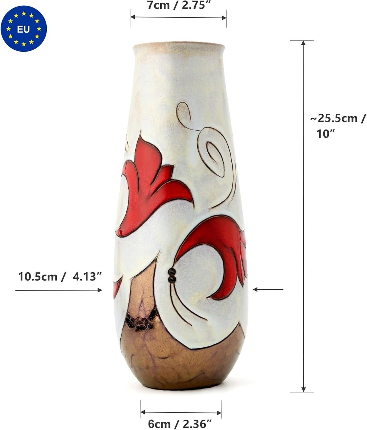 Handmade Ceramic Flower Vase 25.5cm Hand Glazed Artisan Home Décor