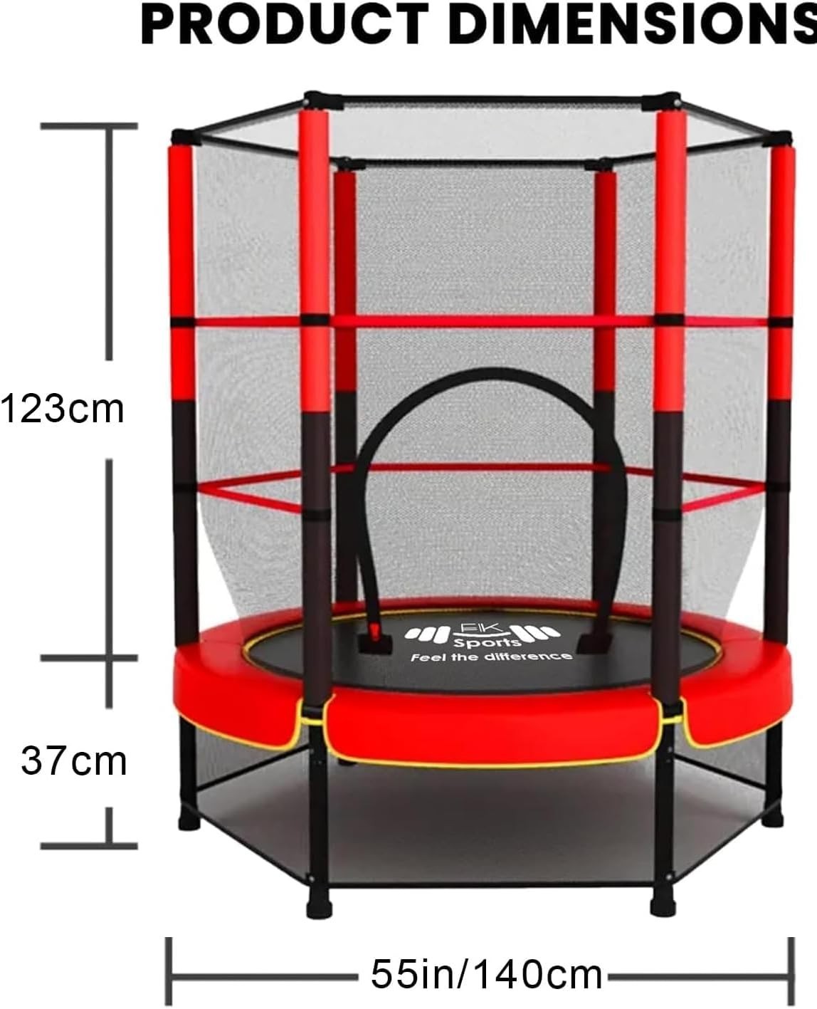 55” Kids Trampoline Safety Enclosure Indoor Outdoor Heavy Duty
