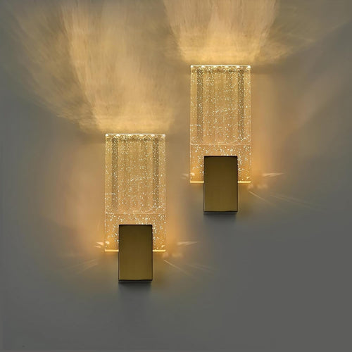 Gold Crystal LED Wall Lights 2-Pack | Modern 3-Color Sconces for Hallway