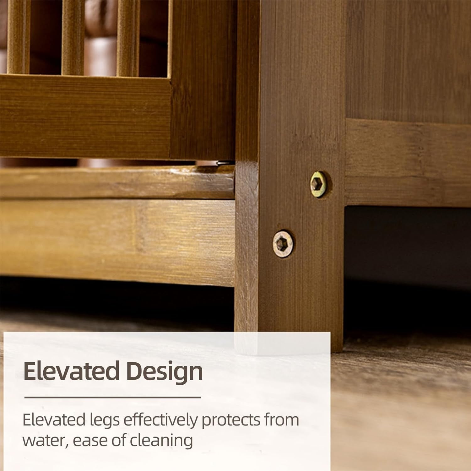4 Tier Bamboo Shoe Cabinet with Drawer & Lockable Doors - Space Saving Organizer