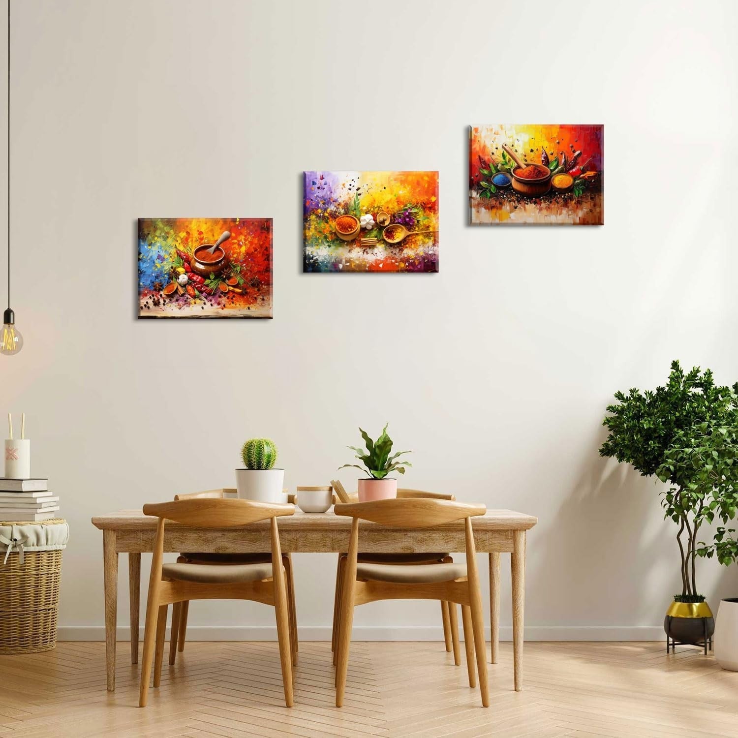 Colourful 3‑Piece Spice Peppers Canvas Wall Art 12×16 in Decor