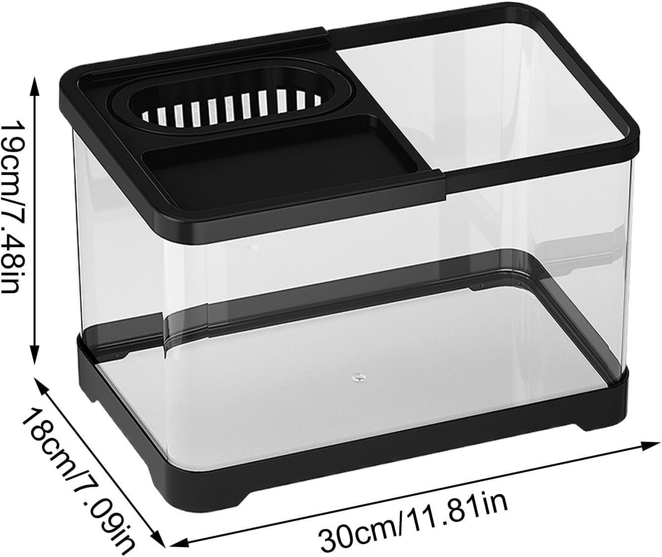 Small Betta Fish Tank with Hydroponic Basket | Desktop Aquarium Kit
