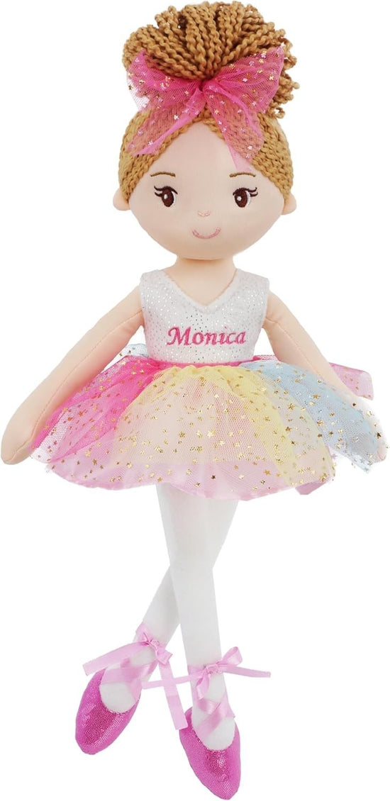 40cm Personalised Ballerina Plush Doll Custom Name Embroidered Gift
