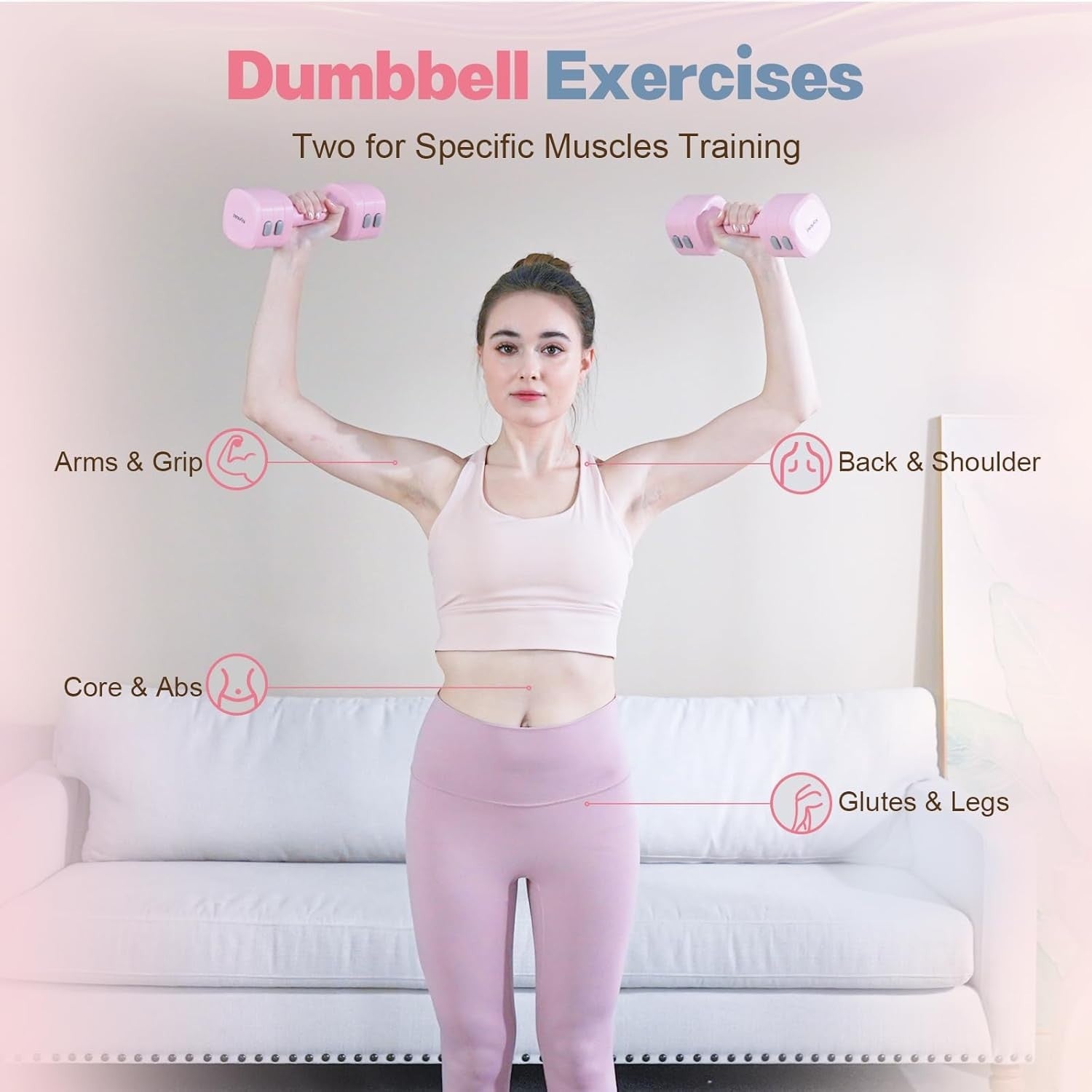 4-in-1 Adjustable Dumbbell Set 2–5LB Fast Adjust Non-Slip Weights Women