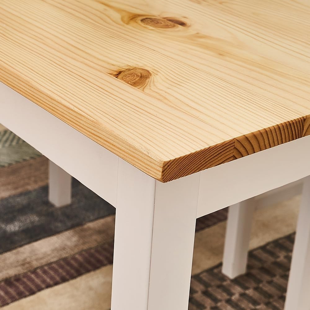 Solid Pine Dining Table & 4 Chairs Set | Durable Kitchen Furniture, Natural