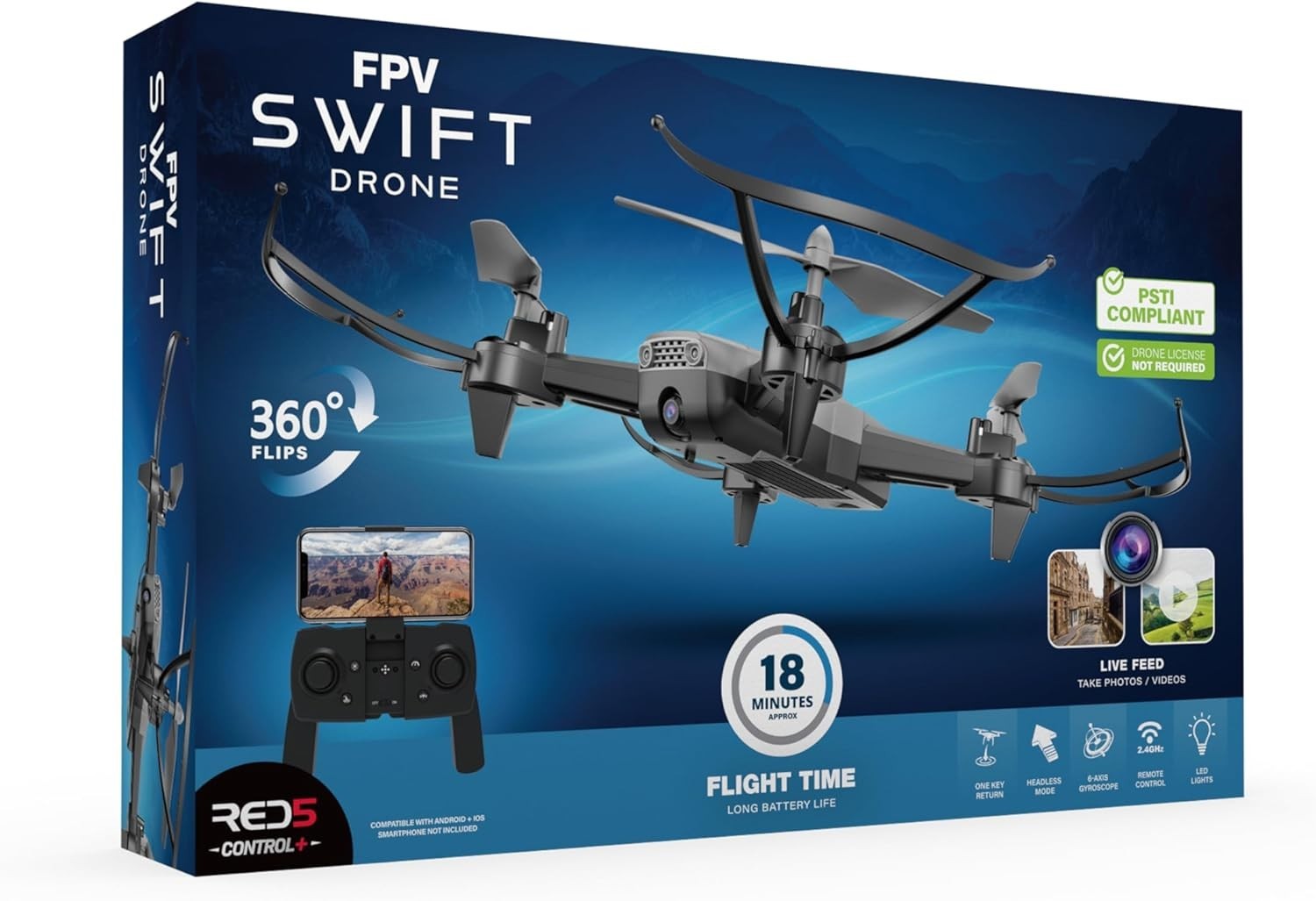 FPV Drone with Wi-Fi, 360° Flips, Auto-Landing, Beginner-Friendly