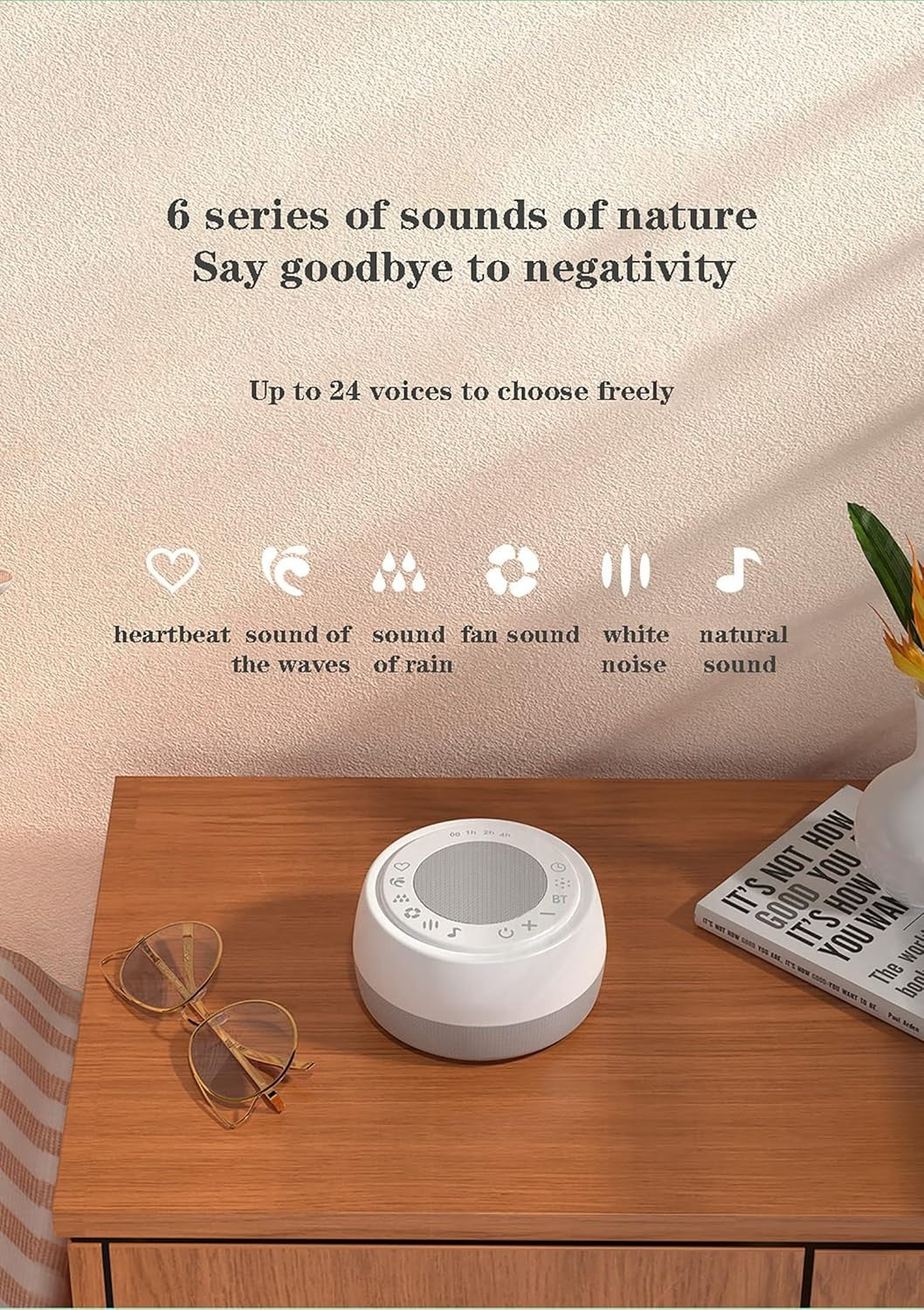 White Noise Sound Machine with 20 Soothing Sounds, Timer & Portable