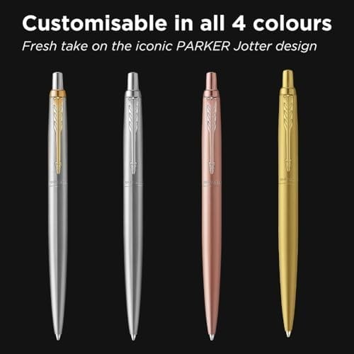Personalised Ballpoint Pen – Silver Stainless Steel, Gold Clip, Medium Ink