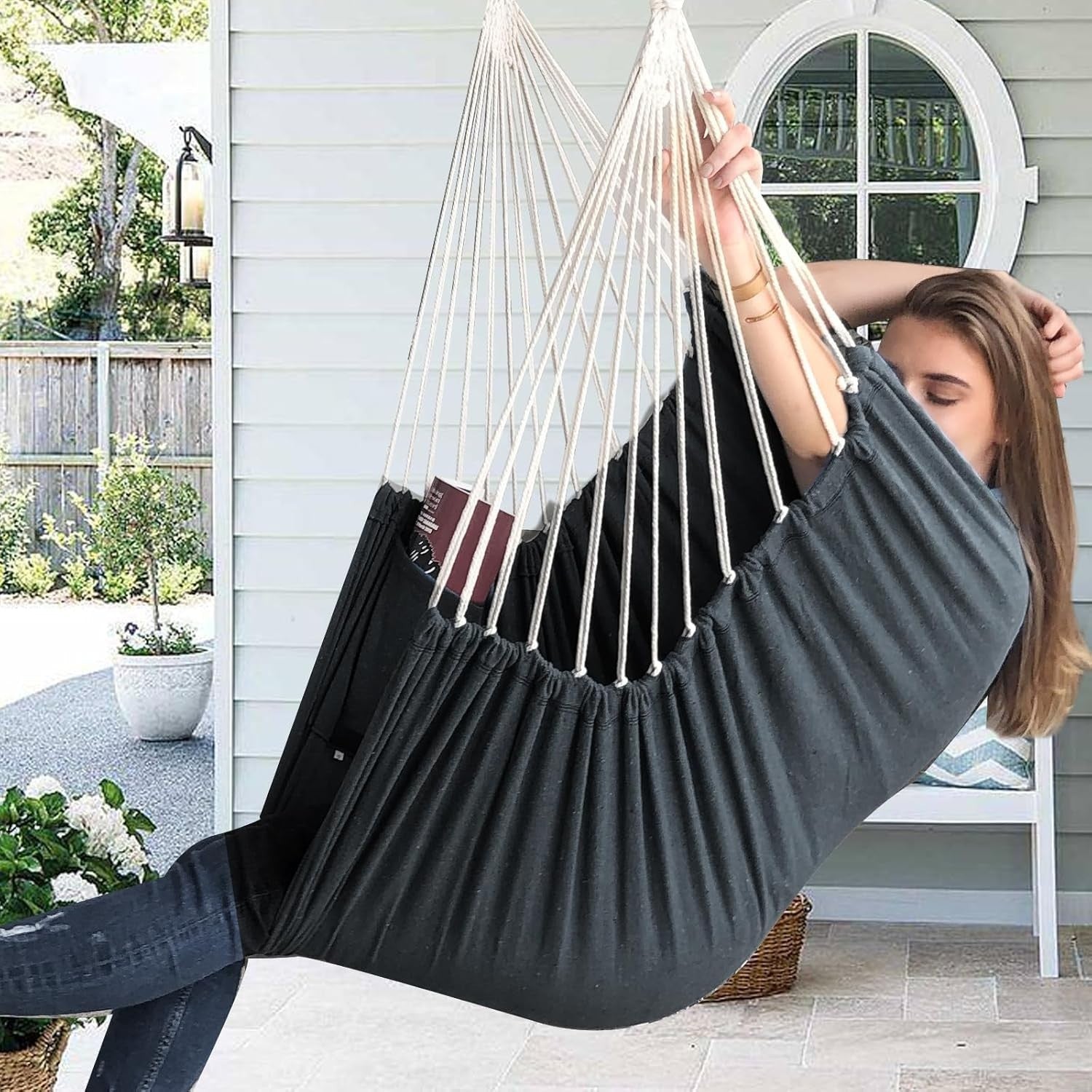 Hammock Chair Swing – Portable, Collapsible, Cotton Comfort, 1 Person