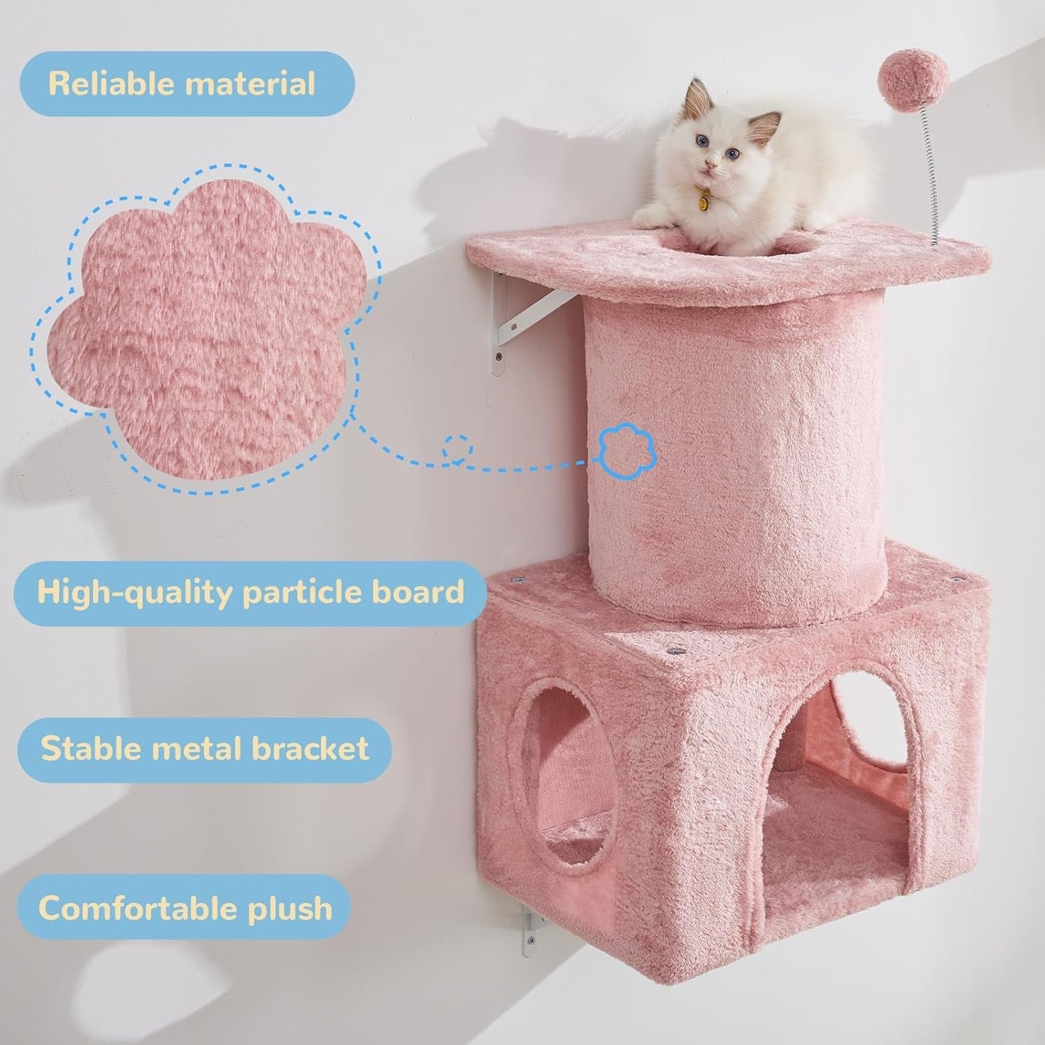 Cat Wall Shelves Set 6pcs Climbing Shelves with Scratching Posts Beds Toys