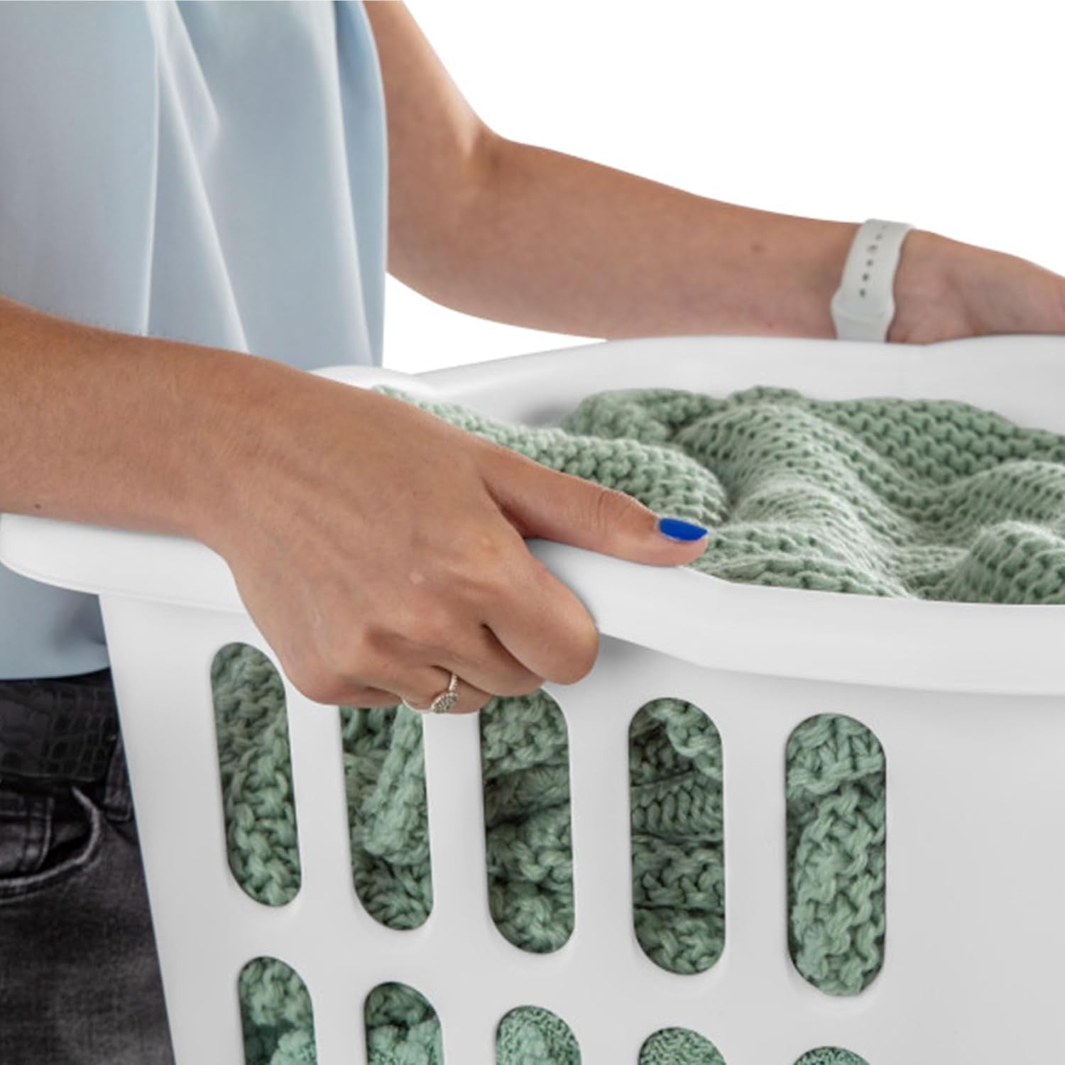 12-Pack Laundry Baskets White Plastic Hampers Rectangular 61cm Durable Handles