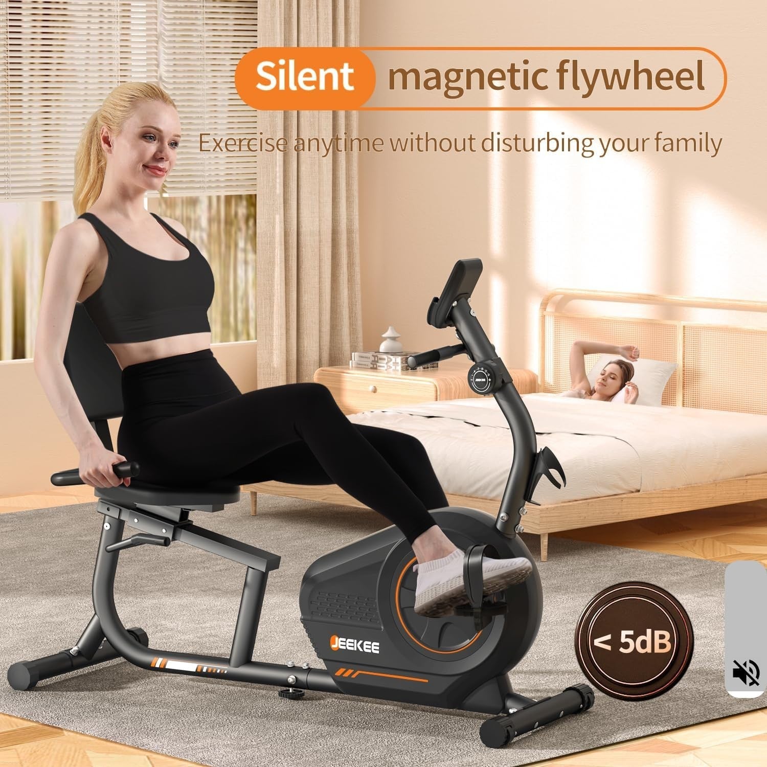 Recumbent Exercise Bike Magnetic 16-Level Heart Rate Adjustable Seat Home Senior