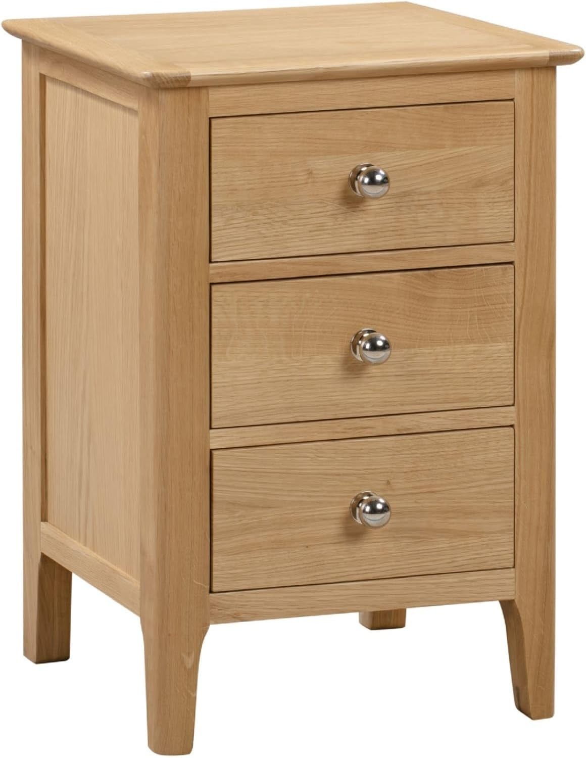 Solid Oak 3 Drawer Bedside Table | Natural Wood Nightstand with Storage