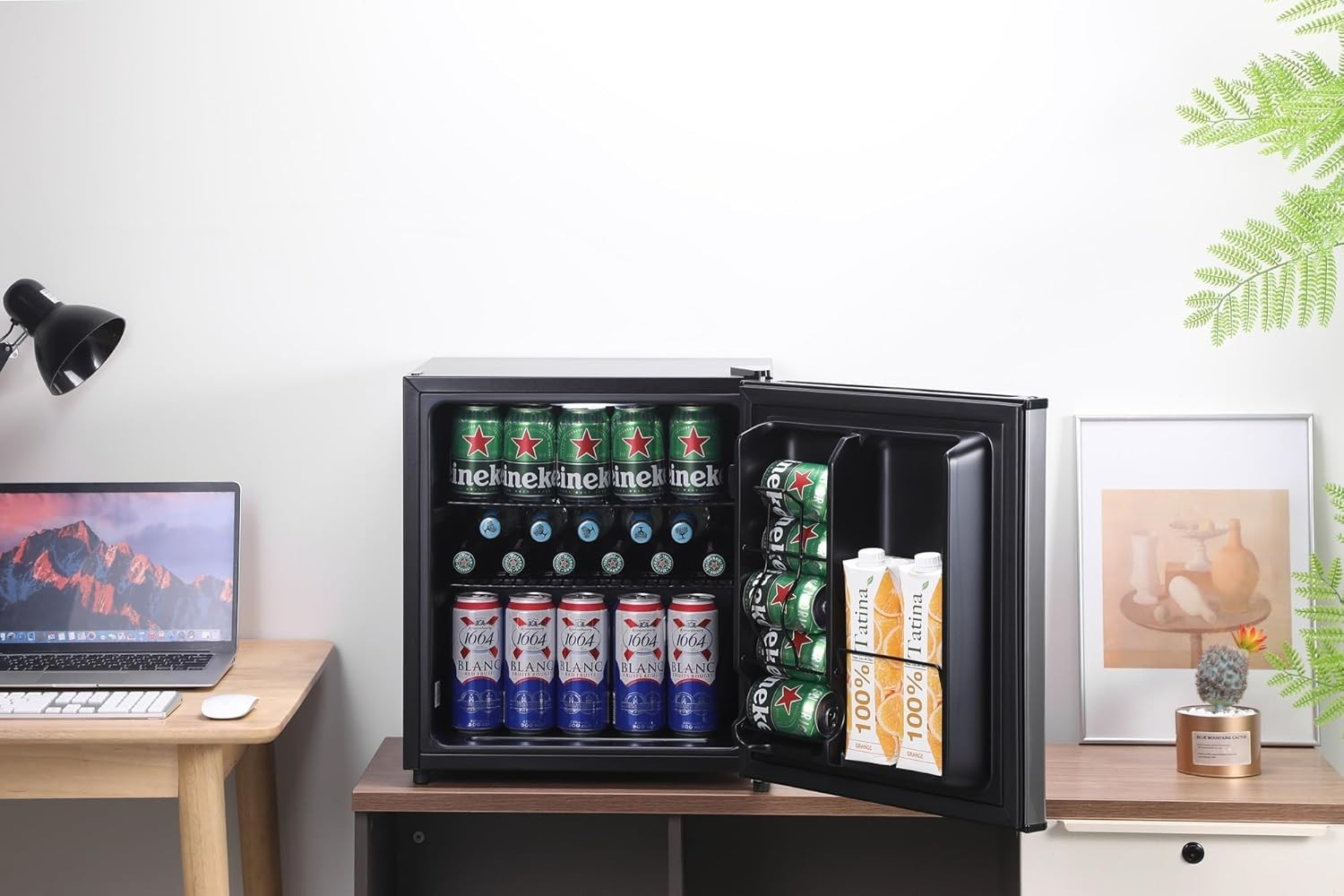 45L Mini Fridge Beer & Drink Cooler LED Stainless Steel Countertop