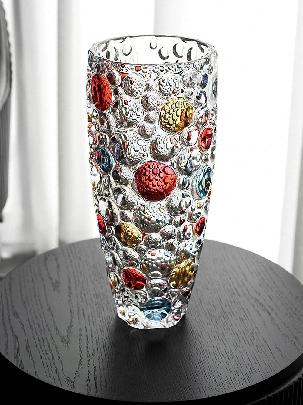 Large Crystal Glass Flower Vase 11.8in Colorful Dot Modern Home Décor
