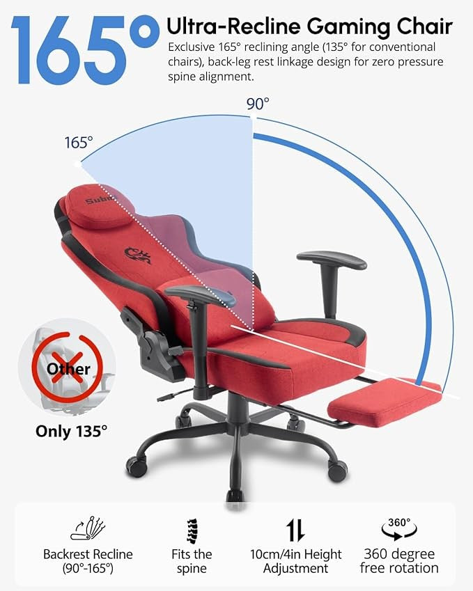 Ergonomic Red Gaming Chair High Back Recliner with Footrest