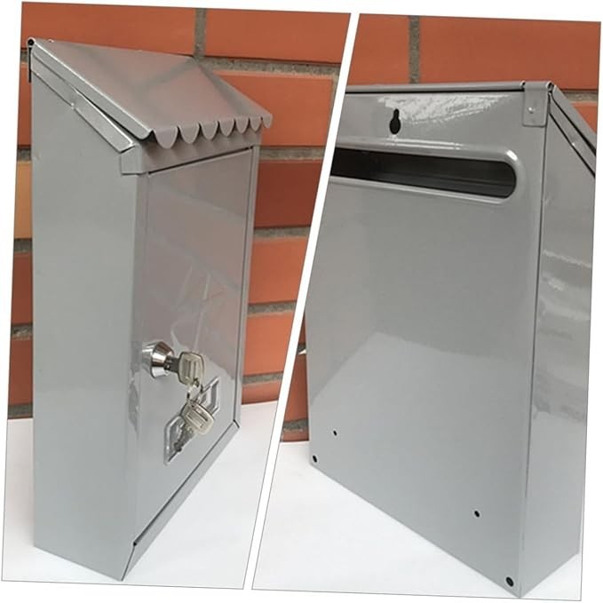 Lockable Tinplate Mailbox Silver Wall Mount Weatherproof Vintage Post Box