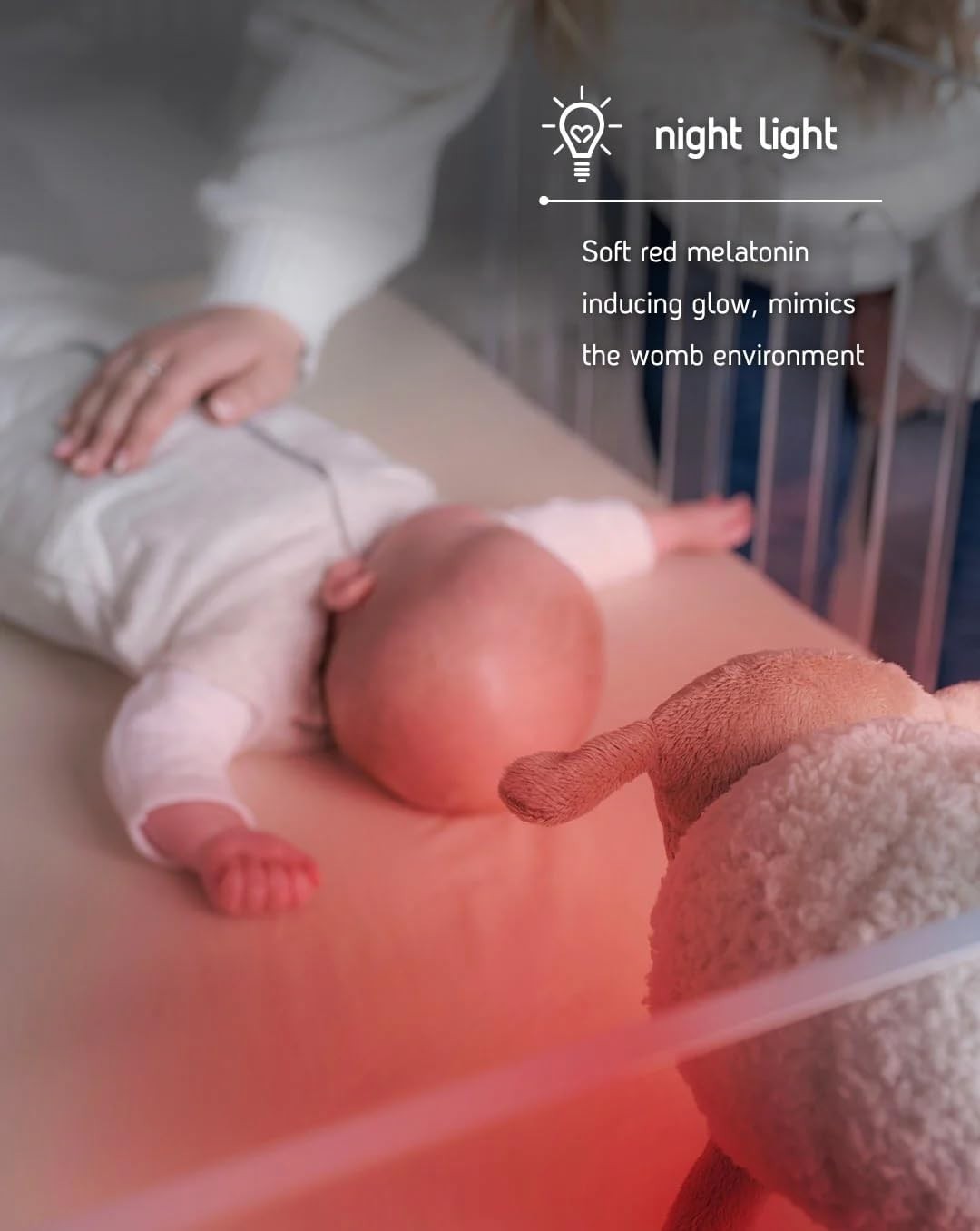 Baby Sleep Aid Plush White Pink Noise Cry Sensor Night Light USB