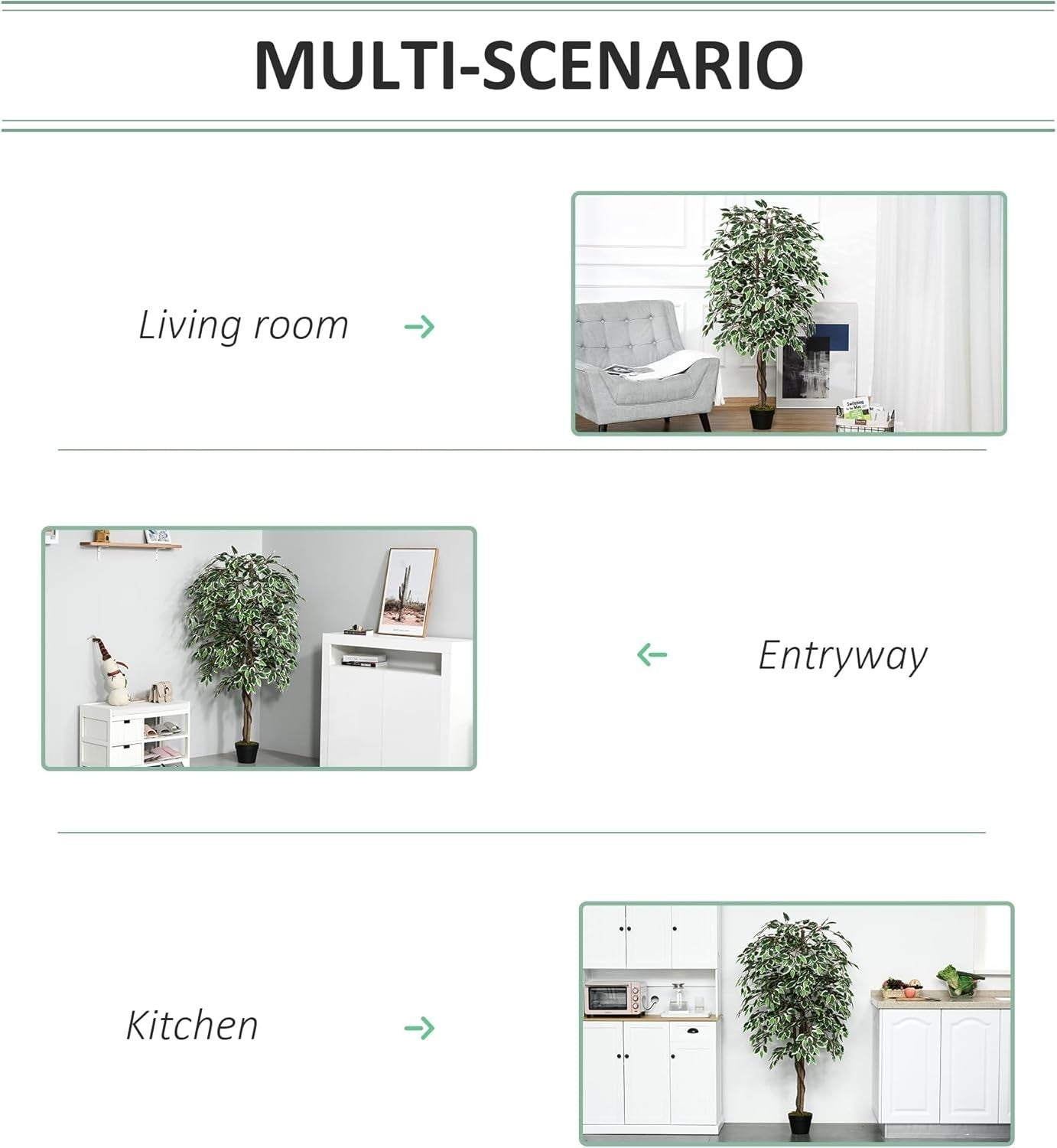 Artificial Ficus Tree 160cm Faux Green Silk Plant Potted Indoor Home Decor