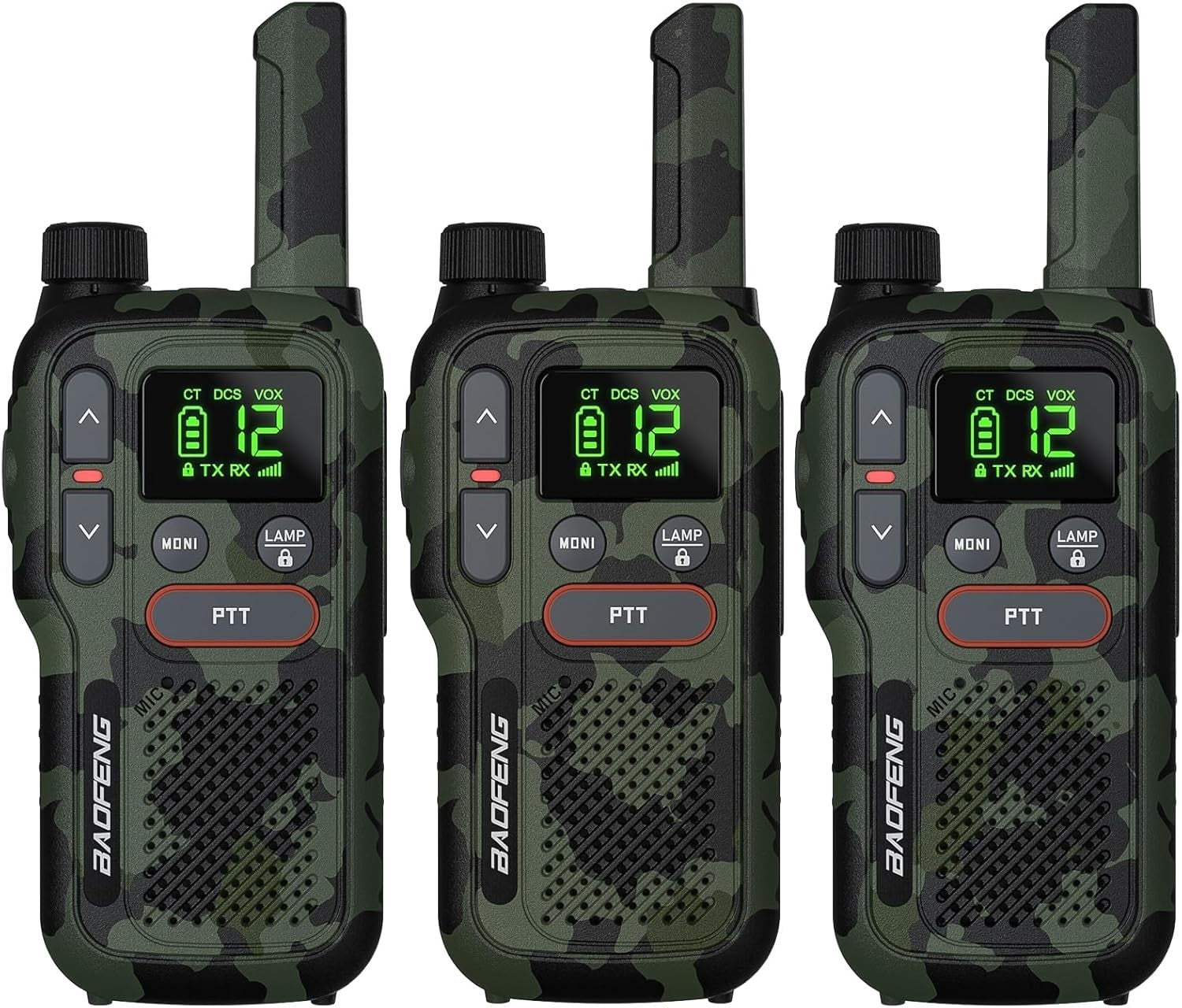 PMR446 Walkie Talkies 3 Pack Rechargeable 16CH Dual PTT Long Range