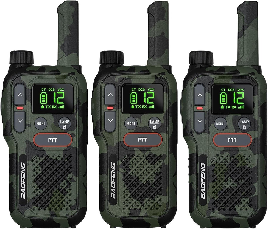 PMR446 Walkie Talkies 3 Pack Rechargeable 16CH Dual PTT Long Range