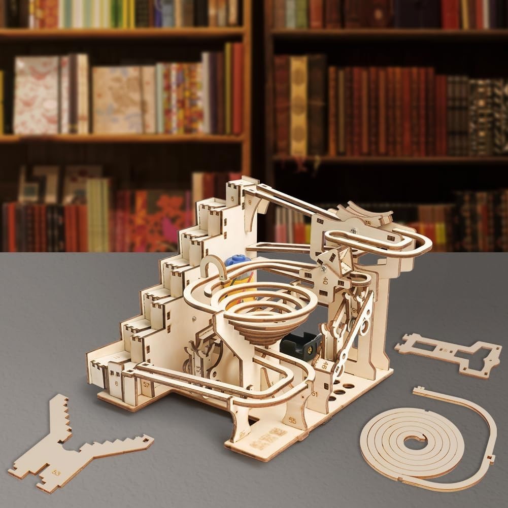 3D Wooden Marble Run Puzzle – Self Assemble, STEM, Logical Thinking